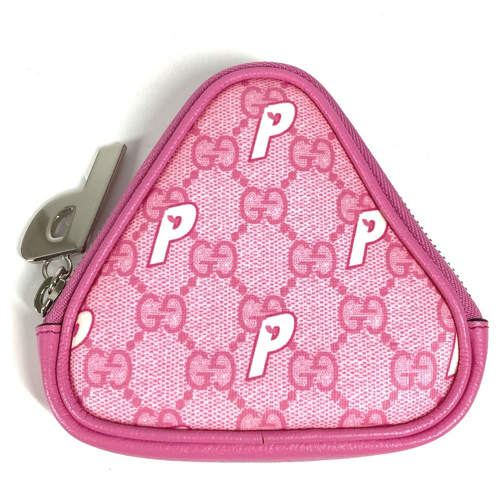 GUCCI 723144 Palace GG Supreme Logo Wallet Coin Purse Round Zipper Coin Case Multi Pouch Pouch GG Supreme Canvas Unisex Pink