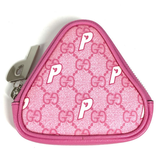 GUCCI 723144 Palace GG Supreme Logo Wallet Coin Purse Round Zipper Coin Case Multi Pouch Pouch GG Supreme Canvas Unisex Pink