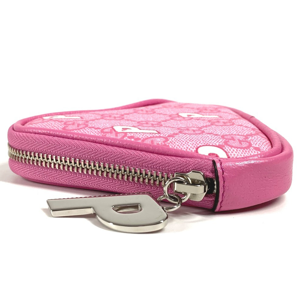 GUCCI 723144 Palace GG Supreme Logo Wallet Coin Purse Round Zipper Coin Case Multi Pouch Pouch GG Supreme Canvas Unisex Pink