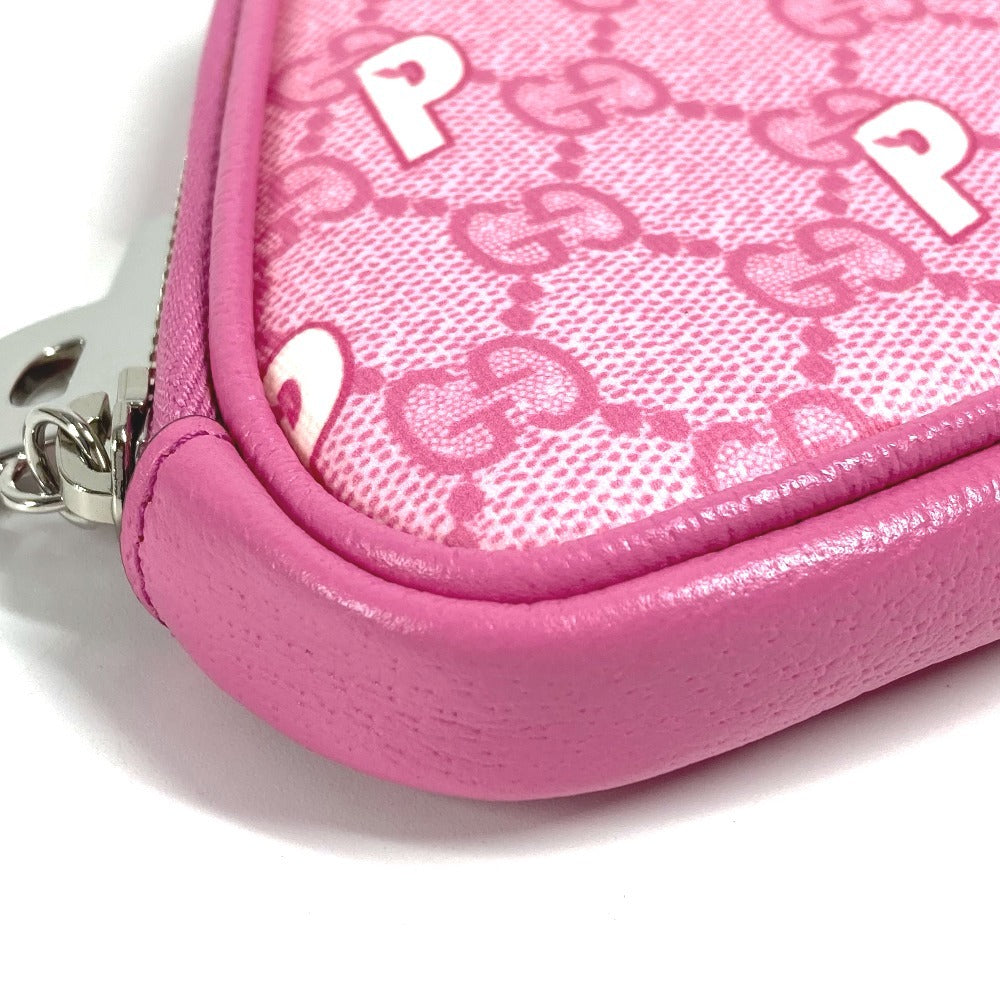 GUCCI 723144 Palace GG Supreme Logo Wallet Coin Purse Round Zipper Coin Case Multi Pouch Pouch GG Supreme Canvas Unisex Pink