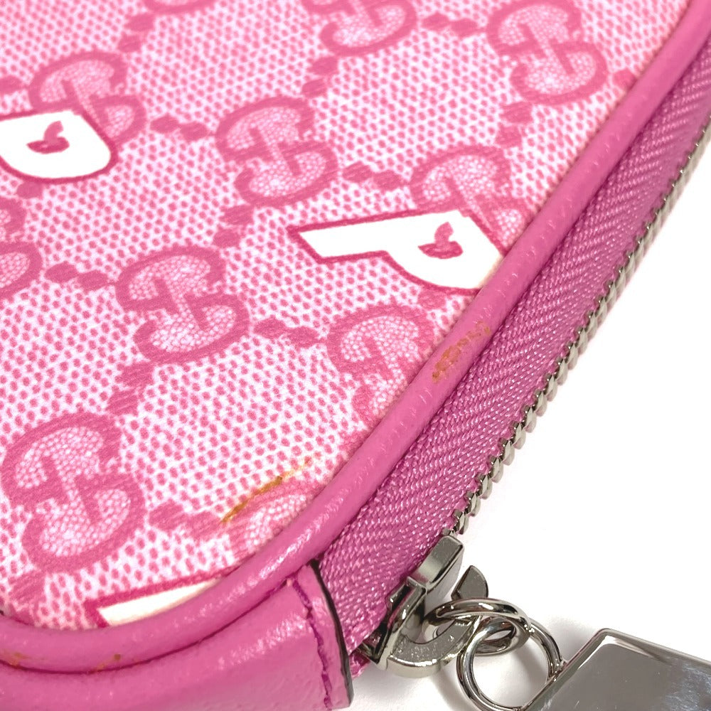 GUCCI 723144 Palace GG Supreme Logo Wallet Coin Purse Round Zipper Coin Case Multi Pouch Pouch GG Supreme Canvas Unisex Pink