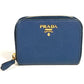 PRADA 1MM268 Saffiano Logo Wallet Coin Purse Round Zipper Coin Case Saffiano Leather Unisex Blue