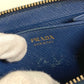 PRADA 1MM268 Saffiano Logo Wallet Coin Purse Round Zipper Coin Case Saffiano Leather Unisex Blue