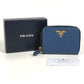 PRADA 1MM268 Saffiano Logo Wallet Coin Purse Round Zipper Coin Case Saffiano Leather Unisex Blue