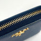PRADA 1MM268 Saffiano Logo Wallet Coin Purse Round Zipper Coin Case Saffiano Leather Unisex Blue