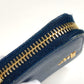 PRADA 1MM268 Saffiano Logo Wallet Coin Purse Round Zipper Coin Case Saffiano Leather Unisex Blue