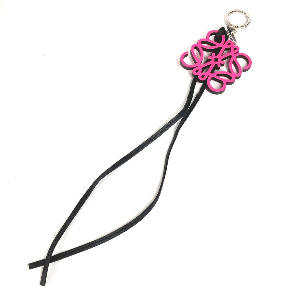 LOEWE Anagram Logo Keychain Bag Charm Charm Charm Leather Unisex Pink