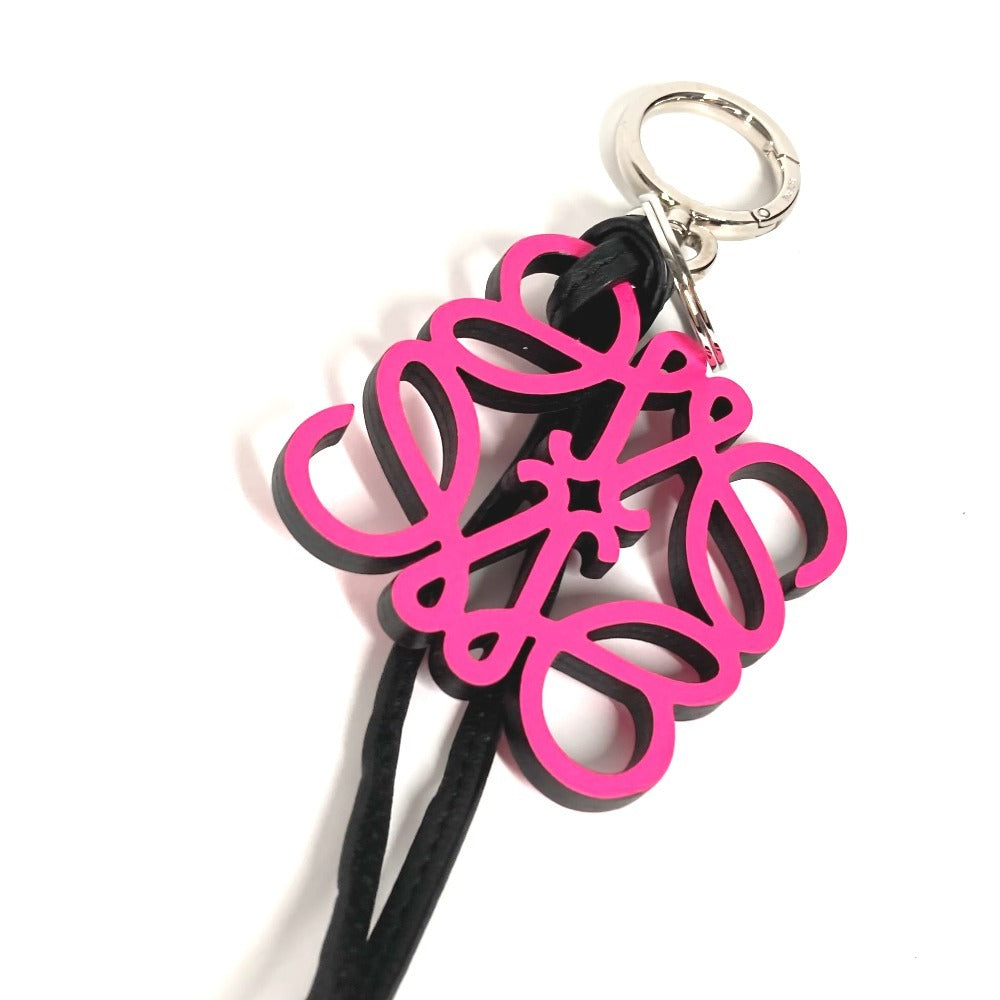 LOEWE Anagram Logo Keychain Bag Charm Charm Charm Leather Unisex Pink