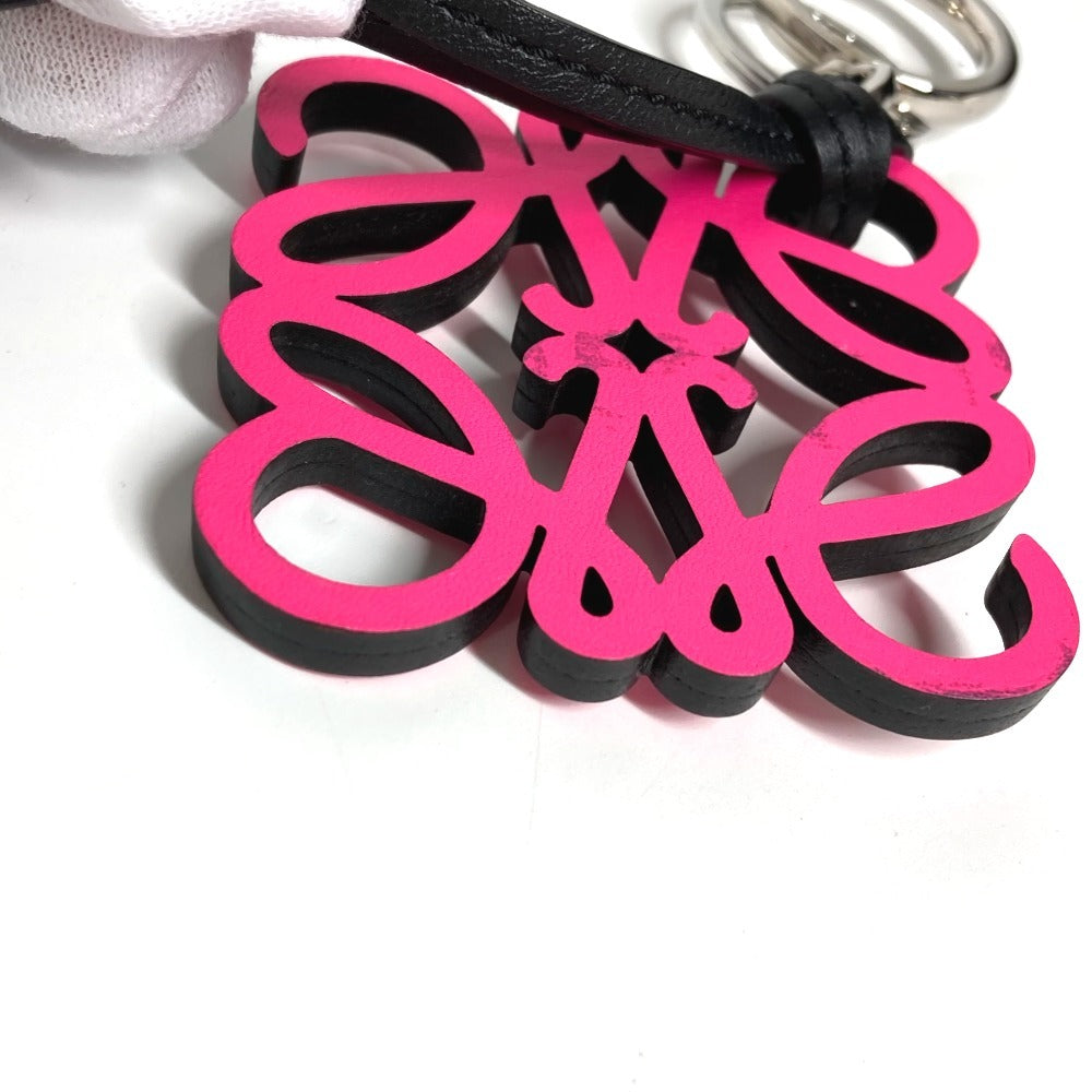LOEWE Anagram Logo Keychain Bag Charm Charm Charm Leather Unisex Pink
