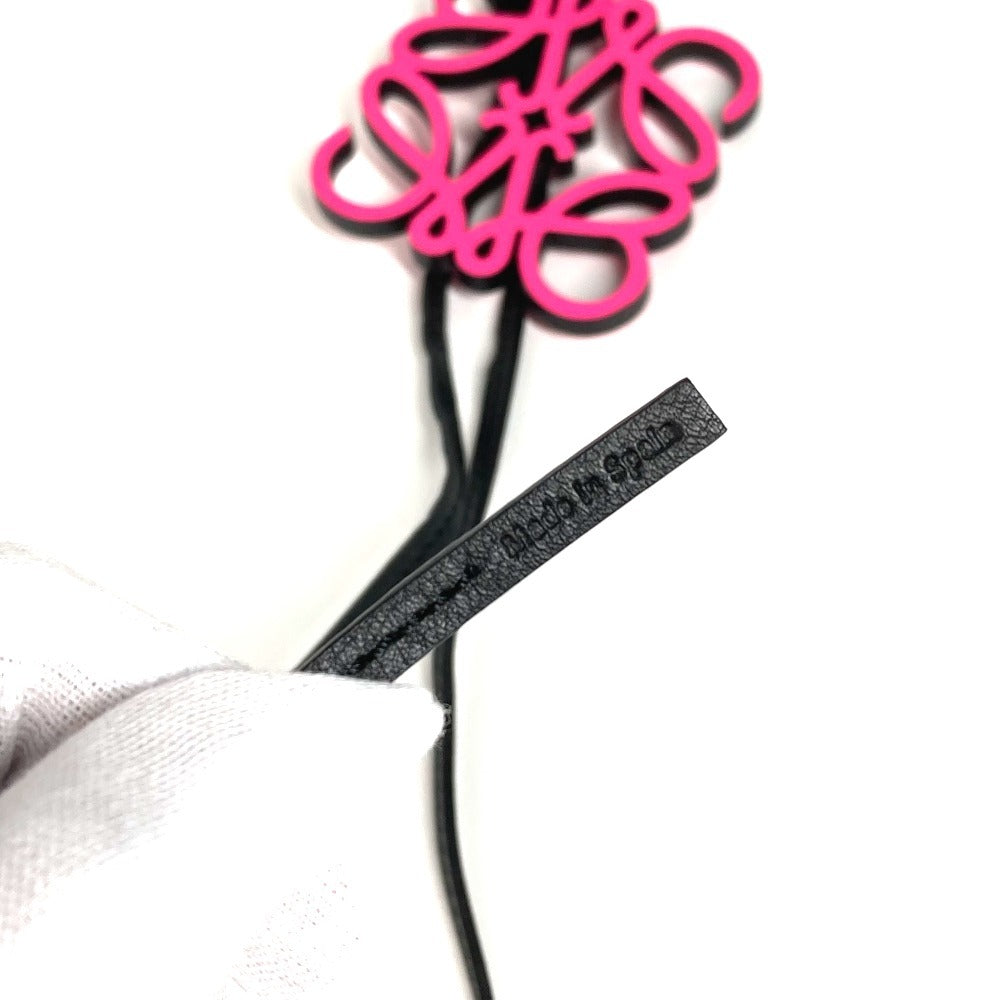LOEWE Anagram Logo Keychain Bag Charm Charm Charm Leather Unisex Pink