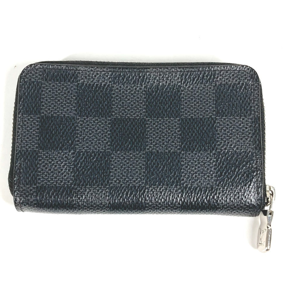 LOUIS VUITTON N63076 Damier Graphite Zippy Coin Purse Wallet Coin Purse Round Zipper Coin Case Damier Graphite Canvas Men's Black