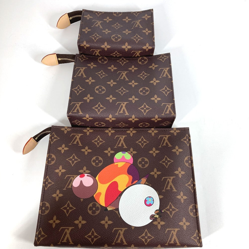 LOUIS VUITTON M13762 モノグラム LV×TM 村上隆 村上パンダ パンダ トリオ･ポッシュ･トワレ カバン ポーチ セカンドバッグ 3つセット クラッチバッグ モノグラムキャンバス ユニセックス マルチカラー