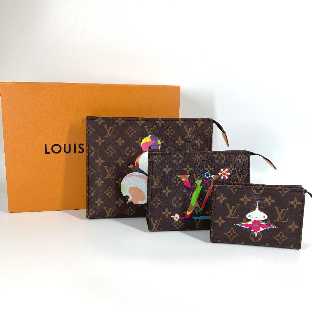 LOUIS VUITTON M13762 モノグラム LV×TM 村上隆 村上パンダ パンダ トリオ･ポッシュ･トワレ カバン ポーチ セカンドバッグ 3つセット クラッチバッグ モノグラムキャンバス ユニセックス マルチカラー
