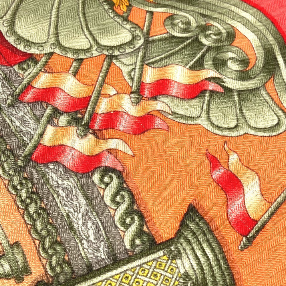 Hermes Luna Park Hiburan Taman Caregean 140 Caregean 140 Selendang Besar Stole Scarf Cashmere Women's Orange