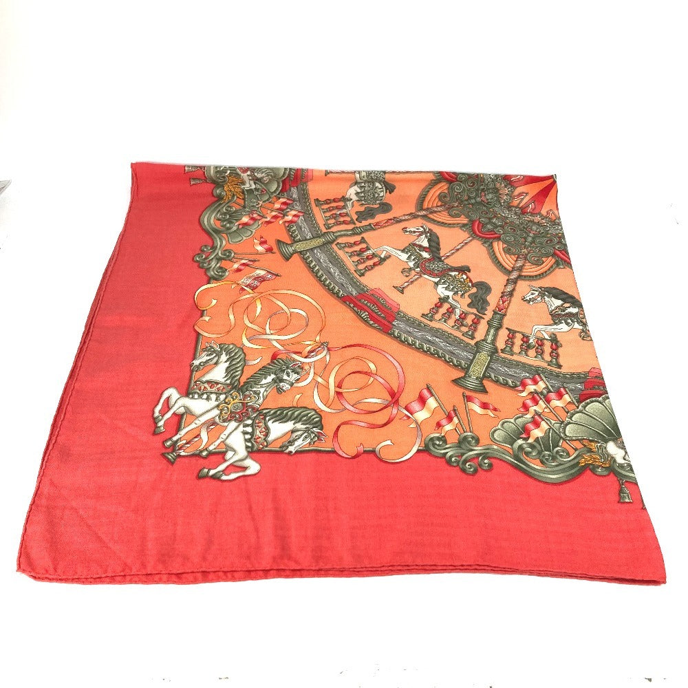 Hermes Luna Park Hiburan Taman Caregean 140 Caregean 140 Selendang Besar Stole Scarf Cashmere Women's Orange