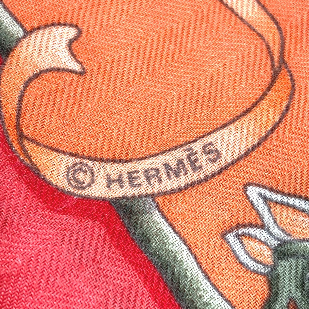 Hermes Luna Park Hiburan Taman Caregean 140 Caregean 140 Selendang Besar Stole Scarf Cashmere Women's Orange