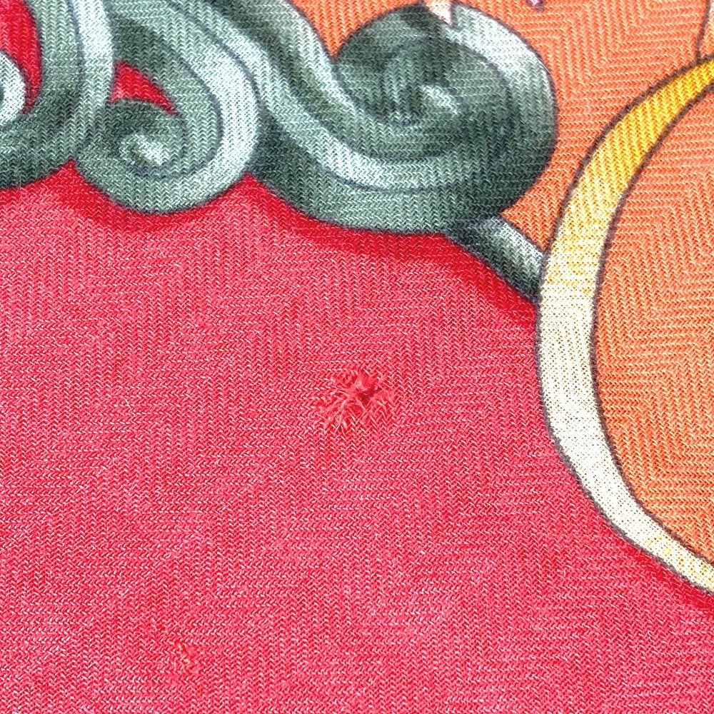 Hermes Luna Park Hiburan Taman Caregean 140 Caregean 140 Selendang Besar Stole Scarf Cashmere Women's Orange