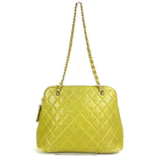 CHANEL Vintage Matelasse W Chain Tote Bag Quilted Bag Shoulder Bag Caviar Skin Ladies Light Green