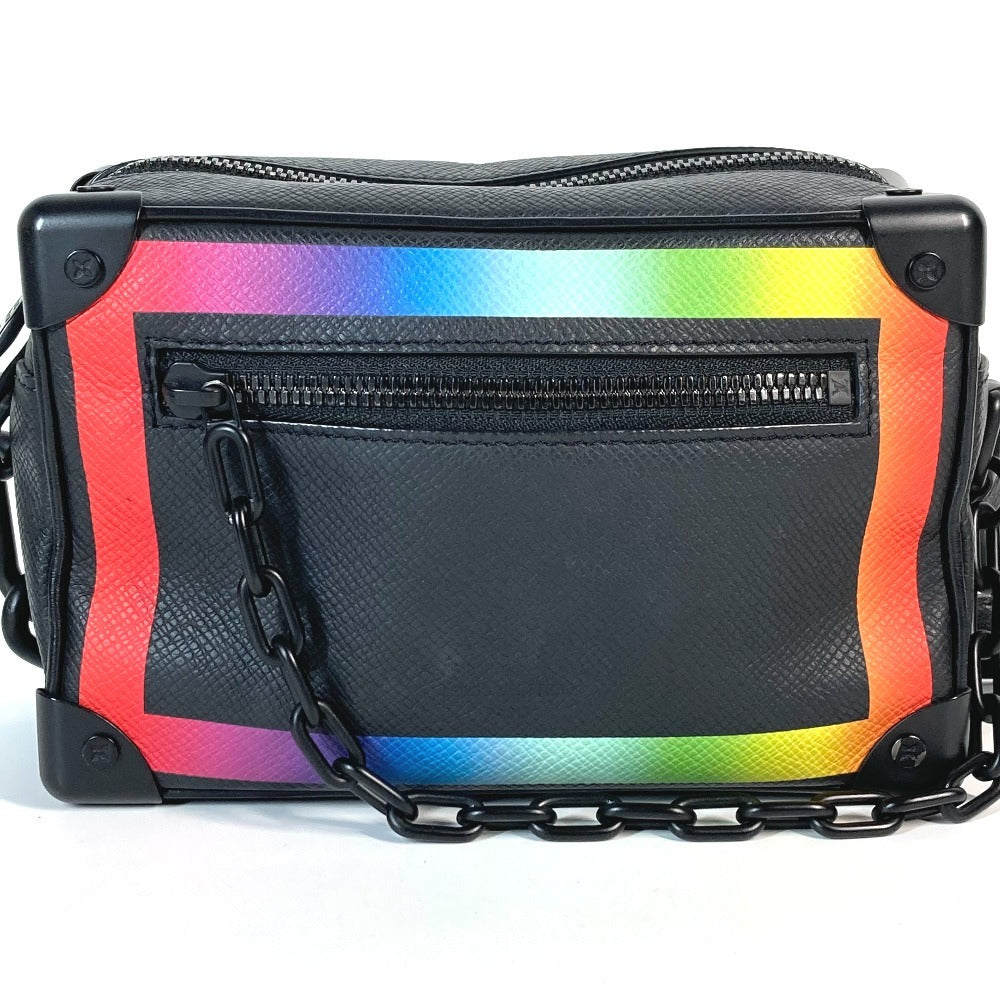 LOUIS VUITTON M30351 Taiga Rainbow Mini Soft Trunk Bag Crossbody Pochette Shoulder Bag Taiga Leather Unisex Black
