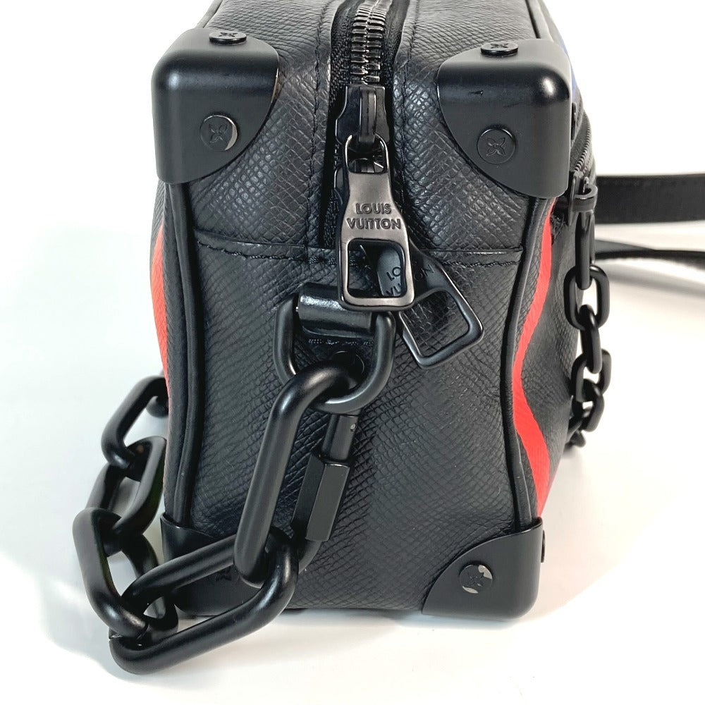 LOUIS VUITTON M30351 Taiga Rainbow Mini Soft Trunk Bag Crossbody Pochette Shoulder Bag Taiga Leather Unisex Black