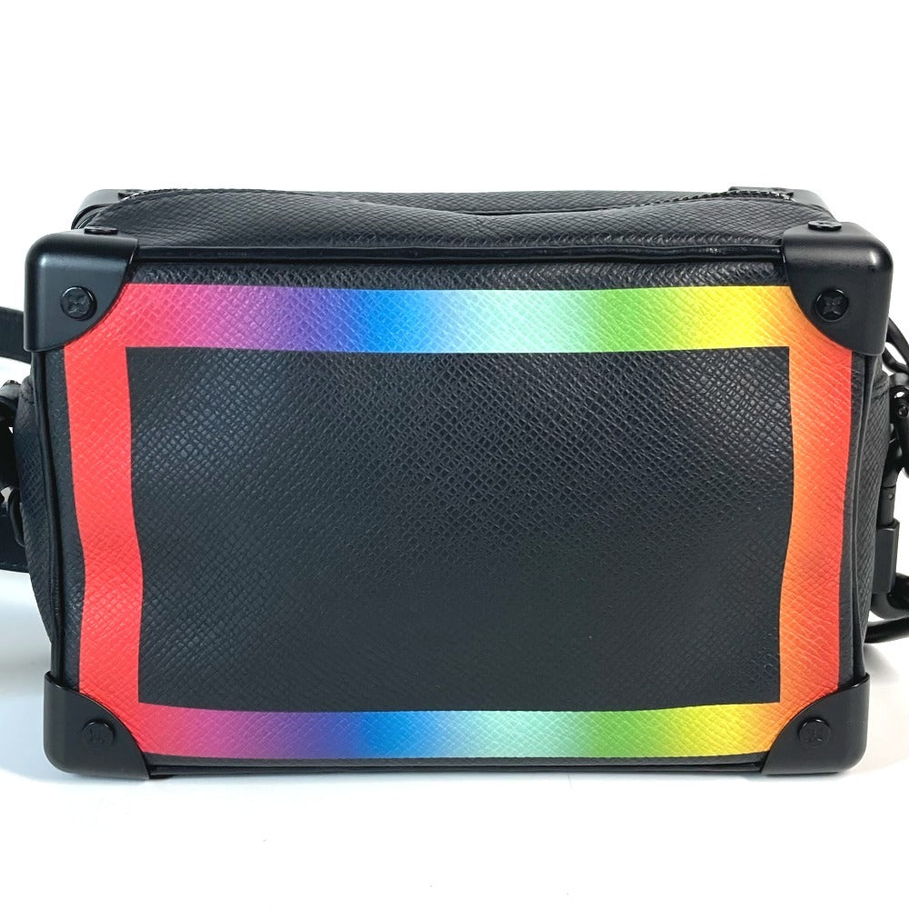 LOUIS VUITTON M30351 Taiga Rainbow Mini Soft Trunk Bag Crossbody Pochette Shoulder Bag Taiga Leather Unisex Black
