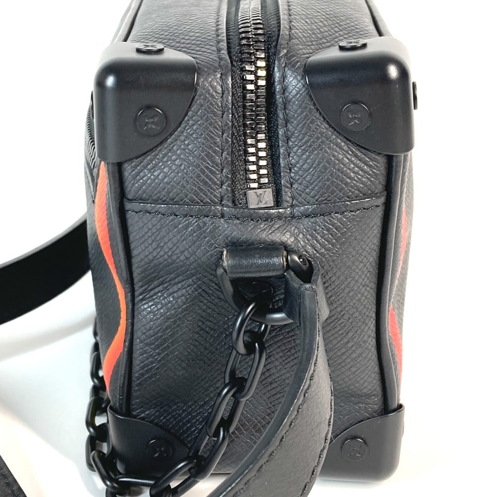 LOUIS VUITTON M30351 Taiga Rainbow Mini Soft Trunk Bag Crossbody Pochette Shoulder Bag Taiga Leather Unisex Black