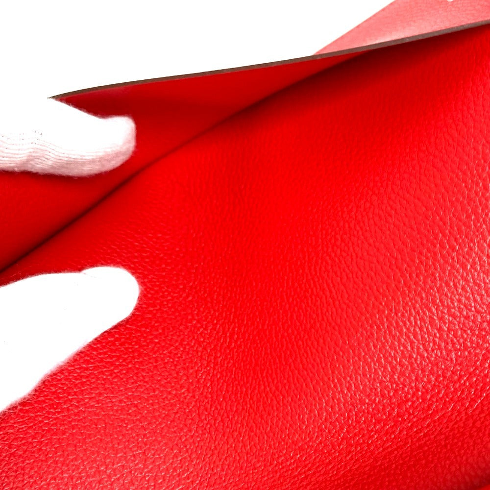 HERMES Notepad 《EA Zip》 PM Note Memo Pad Case Stationery Notebook Note Cover Evercolor Unisex Rouge Ladieu Red