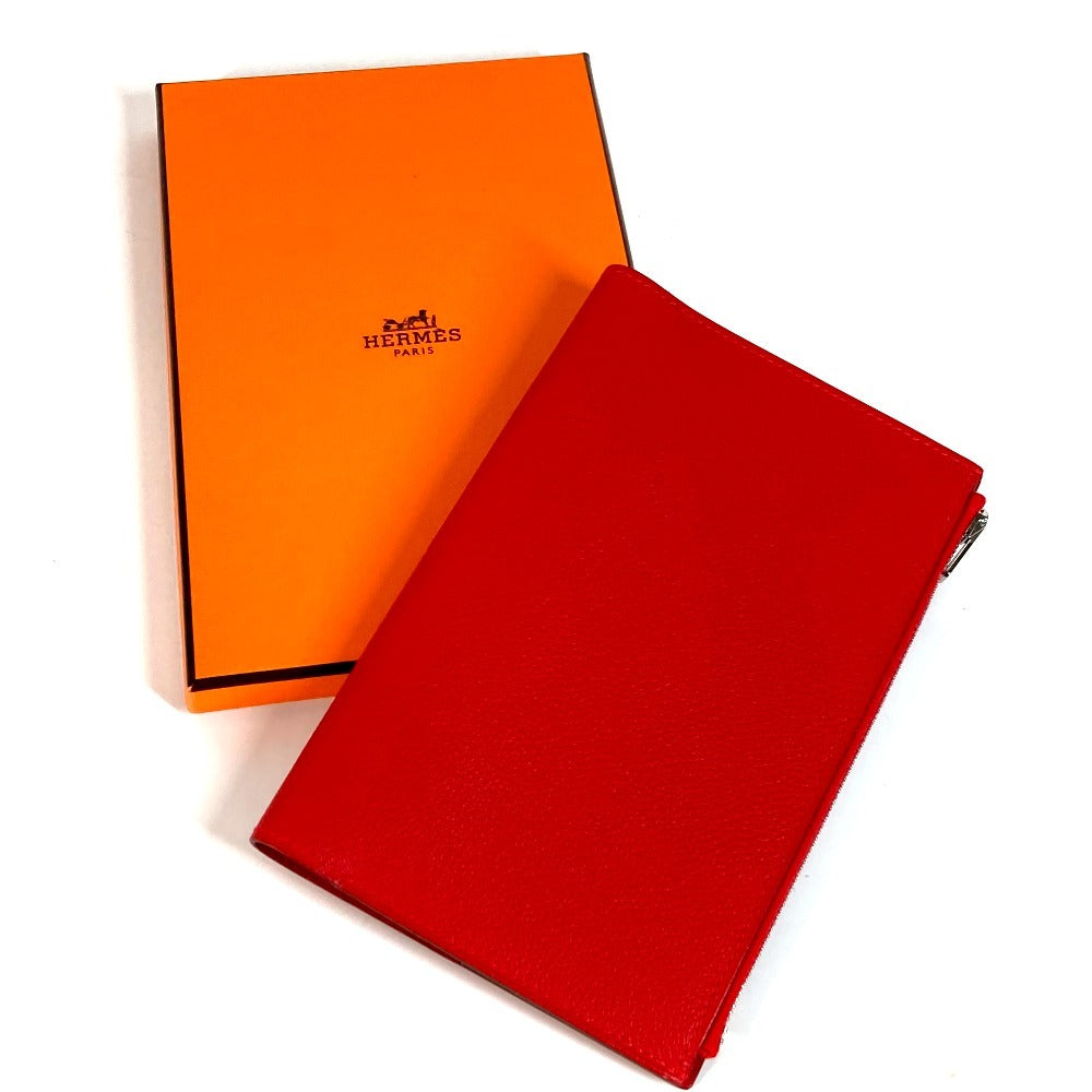 HERMES Notepad 《EA Zip》 PM Note Memo Pad Case Stationery Notebook Note Cover Evercolor Unisex Rouge Ladieu Red
