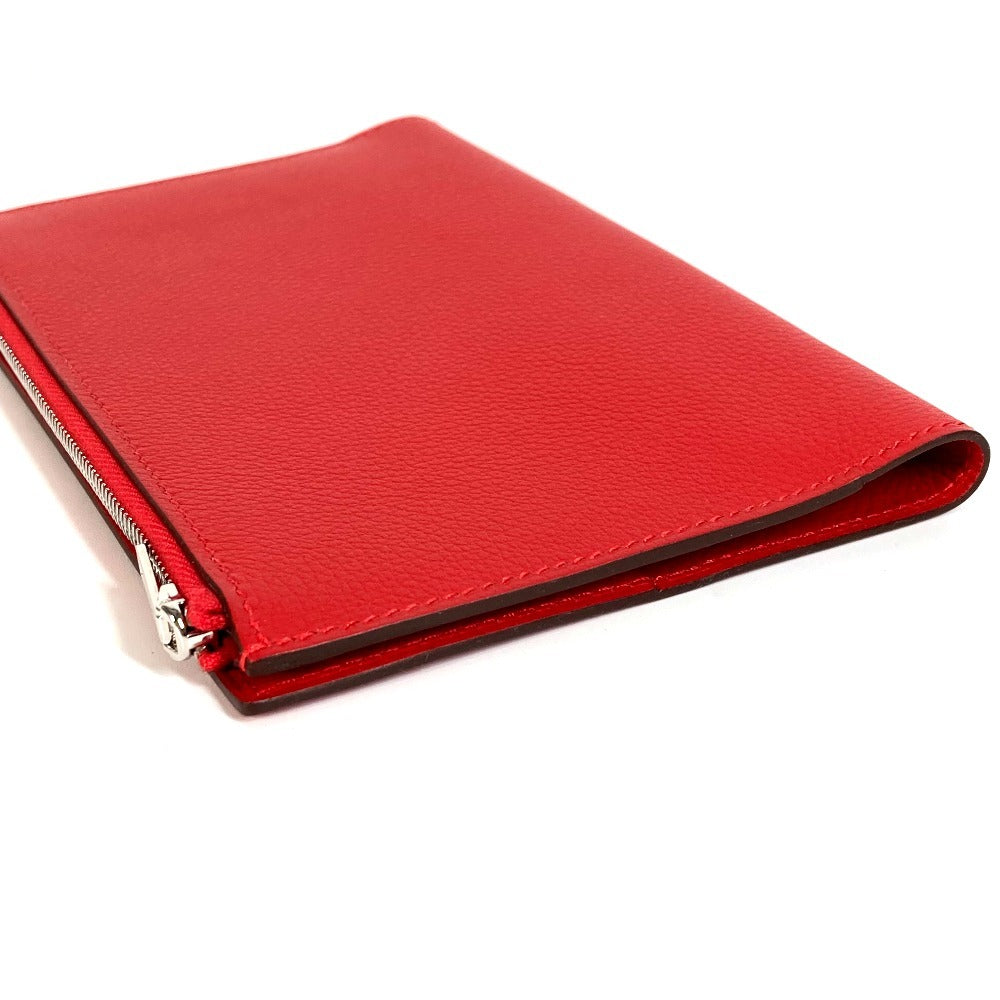 HERMES Notepad 《EA Zip》 PM Note Memo Pad Case Stationery Notebook Note Cover Evercolor Unisex Rouge Ladieu Red