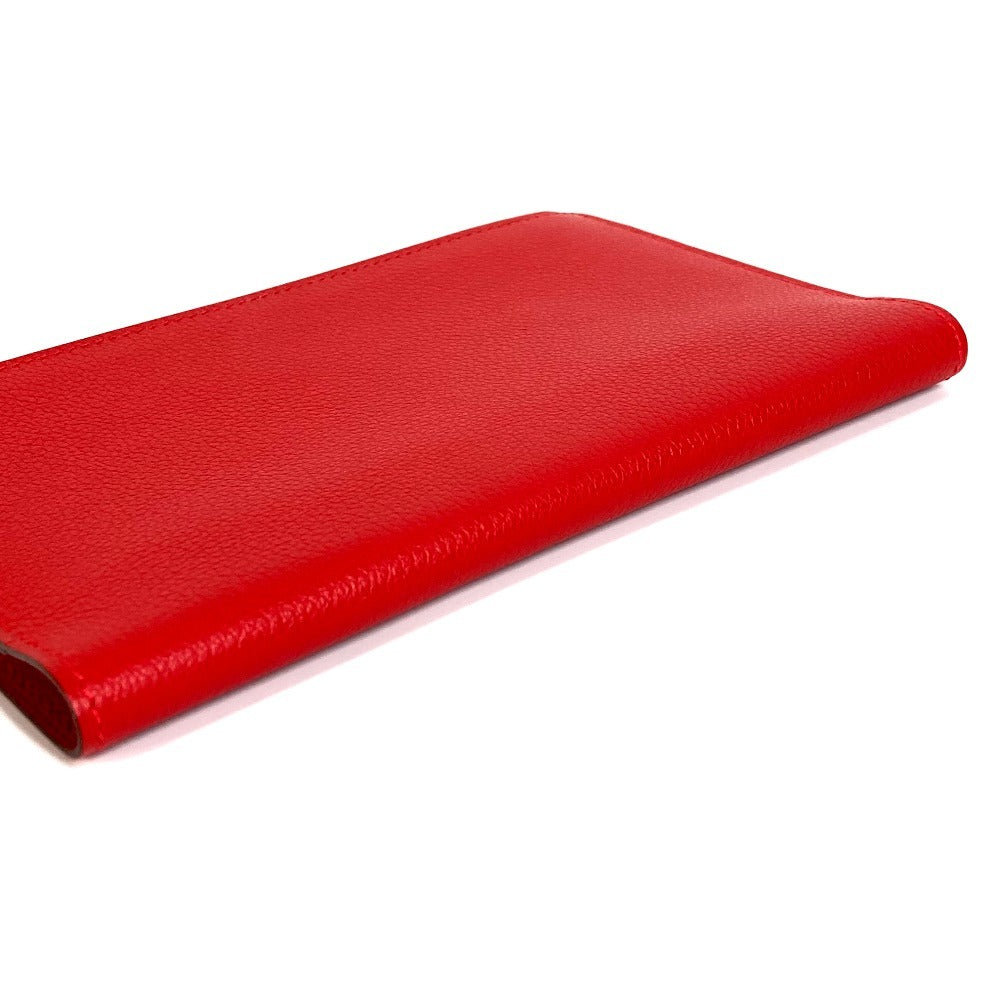 HERMES Notepad 《EA Zip》 PM Note Memo Pad Case Stationery Notebook Note Cover Evercolor Unisex Rouge Ladieu Red