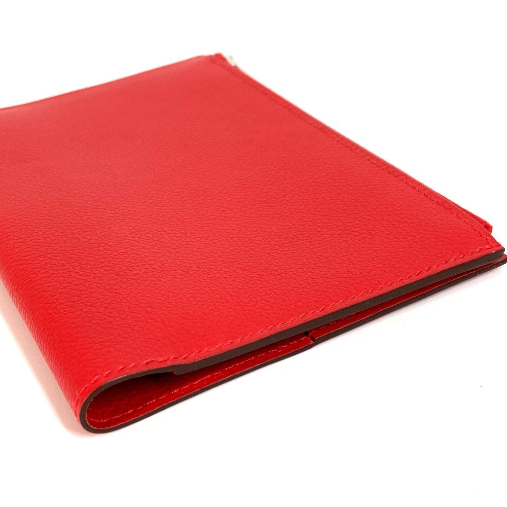 HERMES Notepad 《EA Zip》 PM Note Memo Pad Case Stationery Notebook Note Cover Evercolor Unisex Rouge Ladieu Red