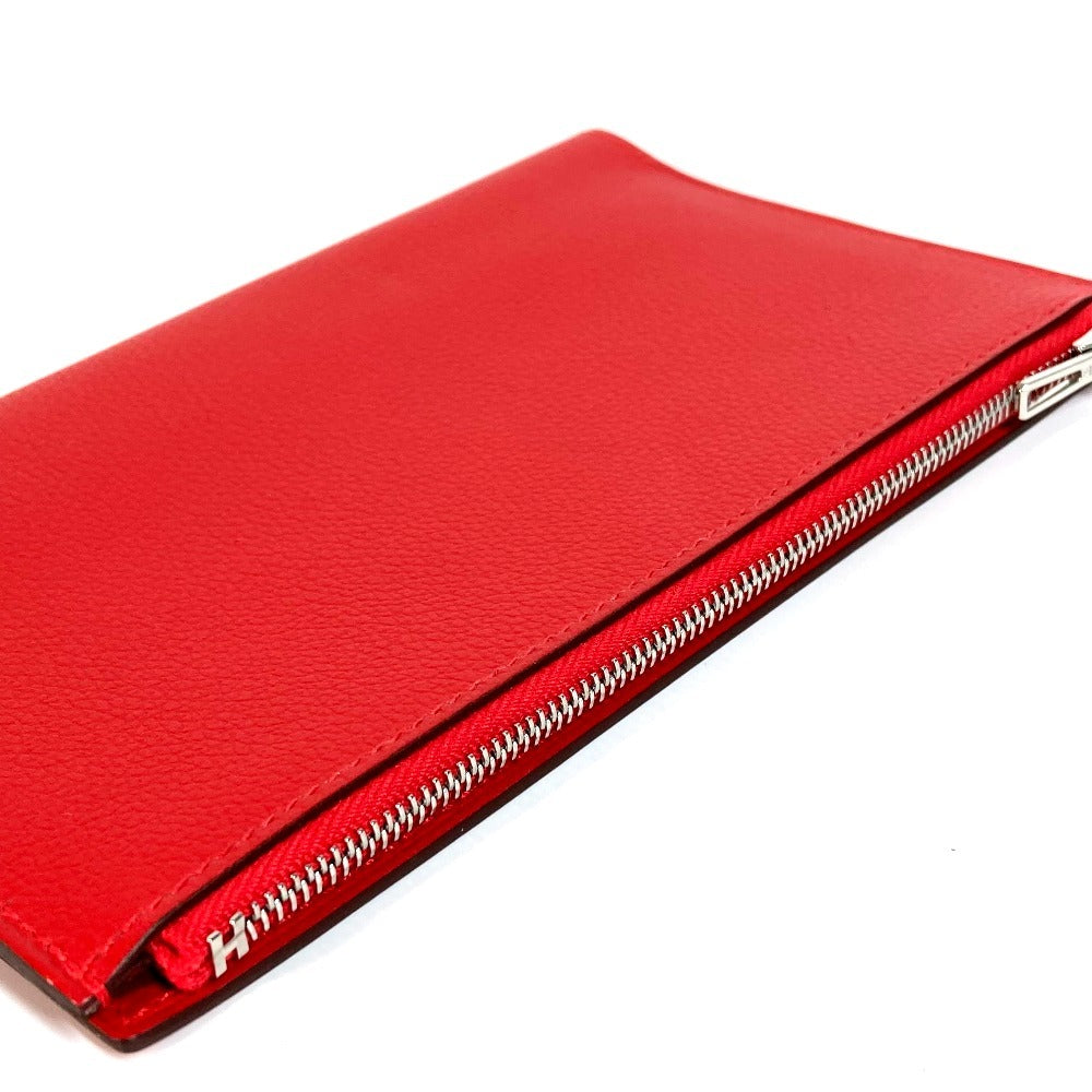 HERMES Notepad 《EA Zip》 PM Note Memo Pad Case Stationery Notebook Note Cover Evercolor Unisex Rouge Ladieu Red