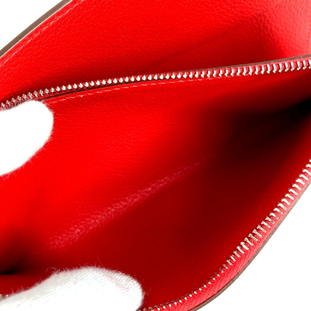 HERMES Notepad 《EA Zip》 PM Note Memo Pad Case Stationery Notebook Note Cover Evercolor Unisex Rouge Ladieu Red