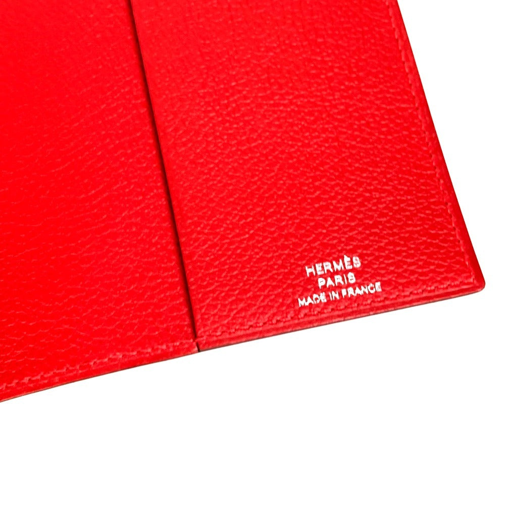 HERMES Notepad 《EA Zip》 PM Note Memo Pad Case Stationery Notebook Note Cover Evercolor Unisex Rouge Ladieu Red