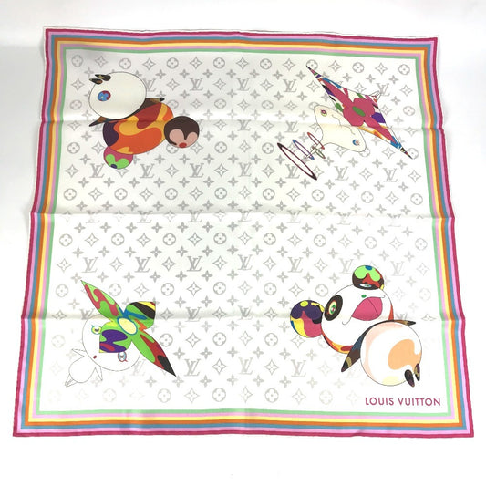 LOUIS VUITTON M96273 LV x TM Takashi Murakami Murakami Panda Panda Monogram Super Flat Characters Square 70 Scarf Silk Women's Bronze White