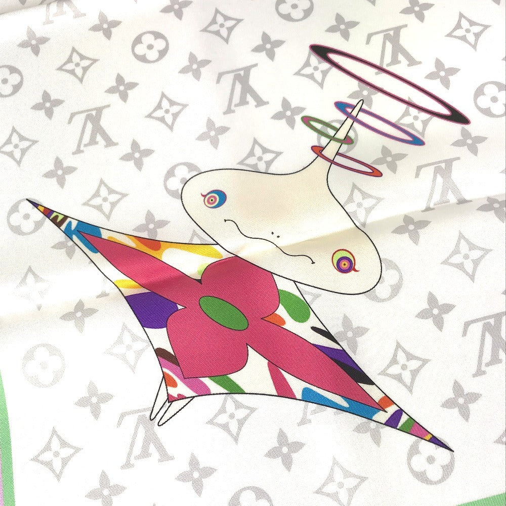 LOUIS VUITTON M96273 LV x TM Takashi Murakami Murakami Panda Panda Monogram Super Flat Characters Square 70 Scarf Silk Women's Bronze White