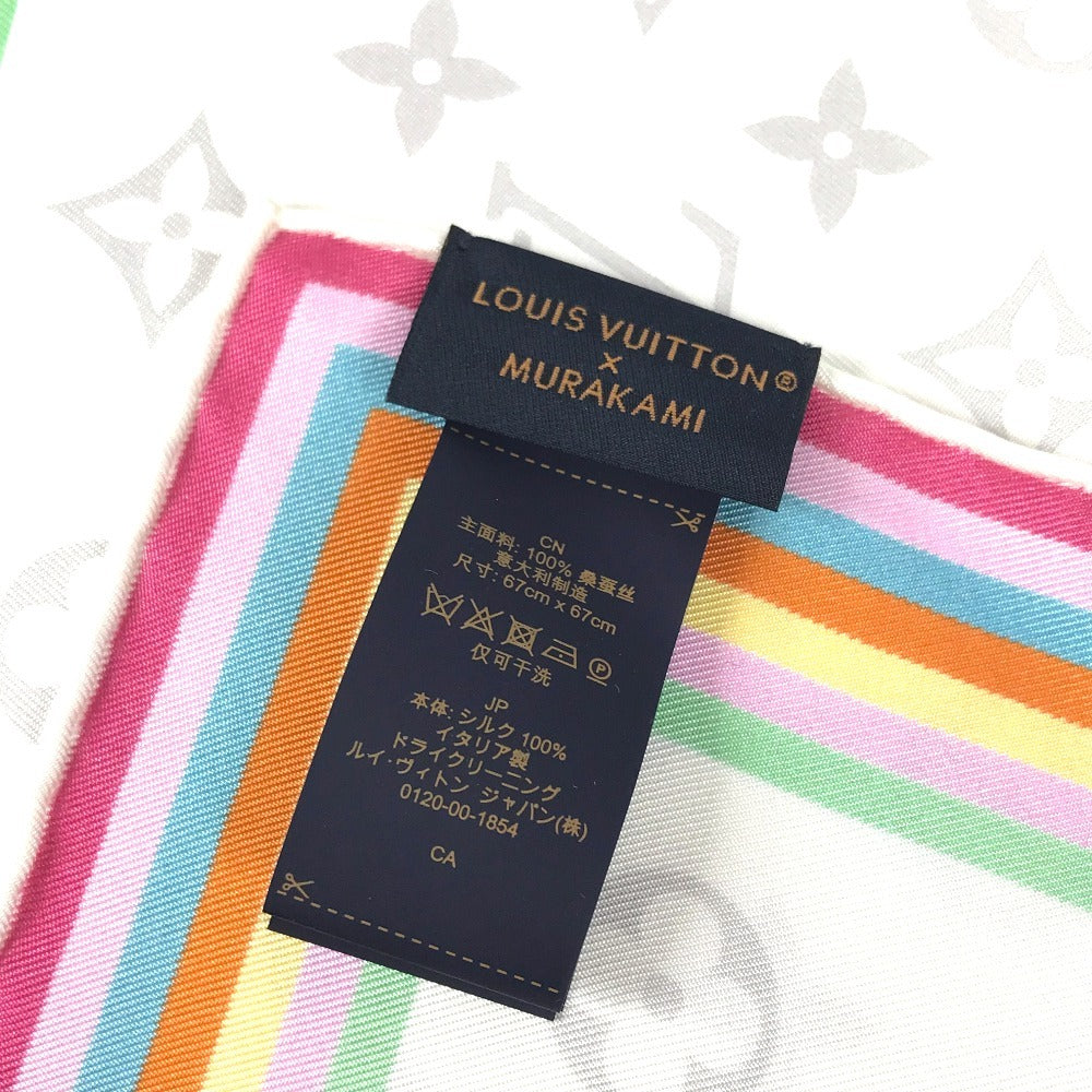 LOUIS VUITTON M96273 LV x TM Takashi Murakami Murakami Panda Panda Monogram Super Flat Characters Square 70 Scarf Silk Women's Bronze White