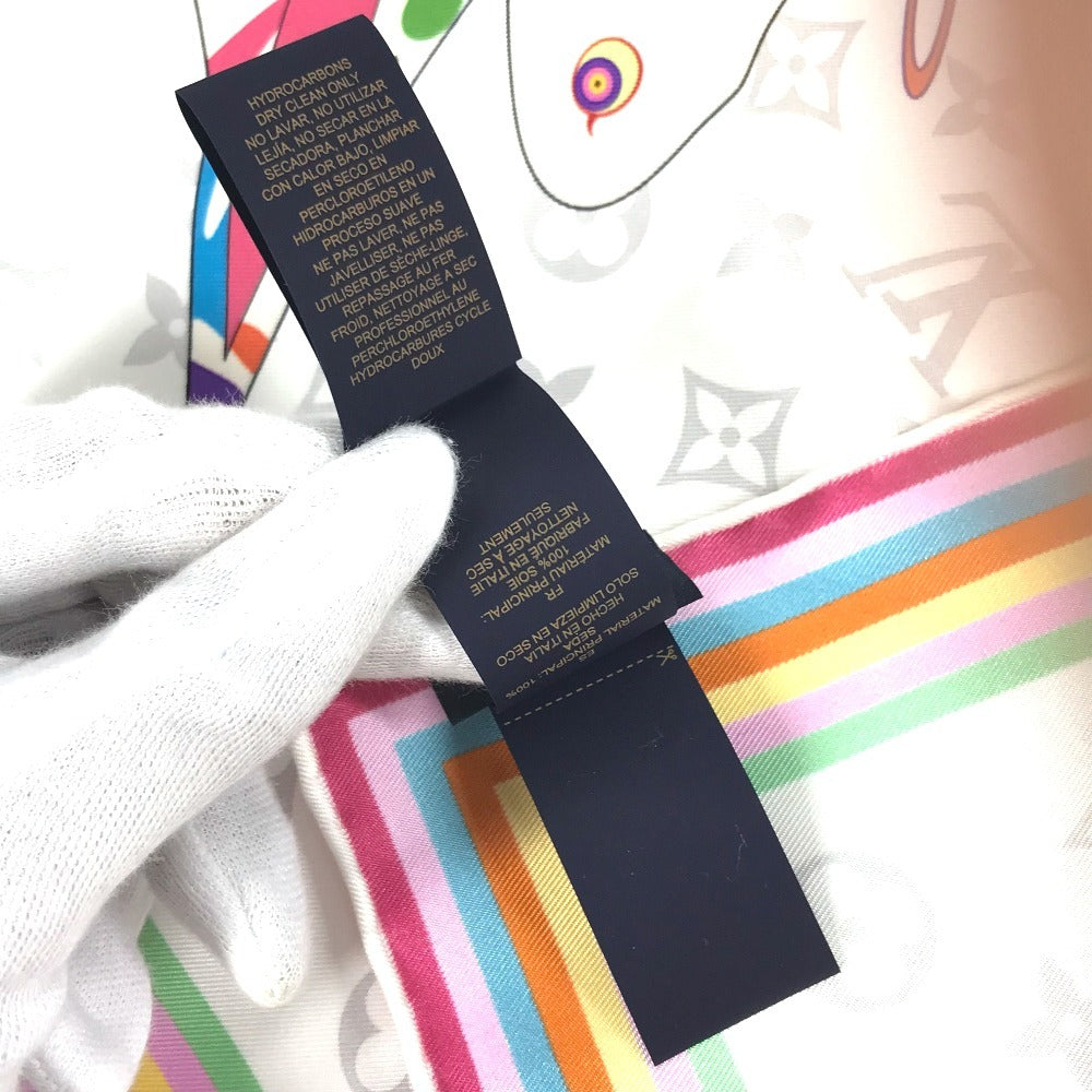 LOUIS VUITTON M96273 LV x TM Takashi Murakami Murakami Panda Panda Monogram Super Flat Characters Square 70 Scarf Silk Women's Bronze White