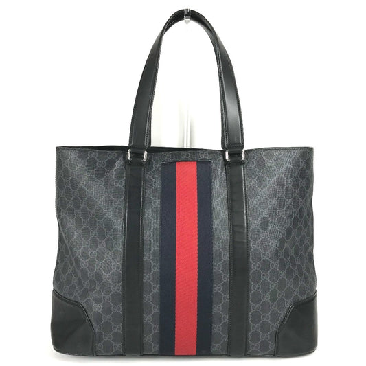 GUCCI 495560 GG Supreme Sherry Line Tote Bag Bag Shoulder Bag GG Supreme Canvas Unisex Black