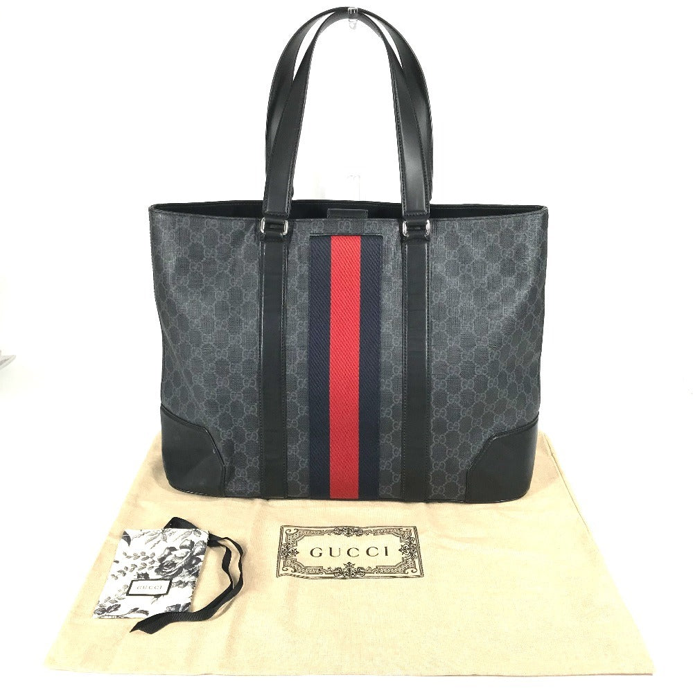 GUCCI 495560 GG Supreme Sherry Line Tote Bag Bag Shoulder Bag GG Supreme Canvas Unisex Black