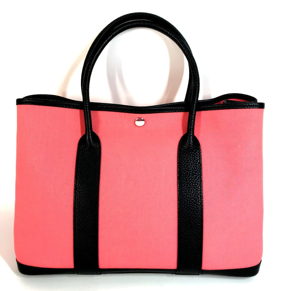 HERMES 가든파티 PM 가든파티 PM 가방 핸드백 바이컬러 숄더백 토트백 Toile Officier 여성용 핑크