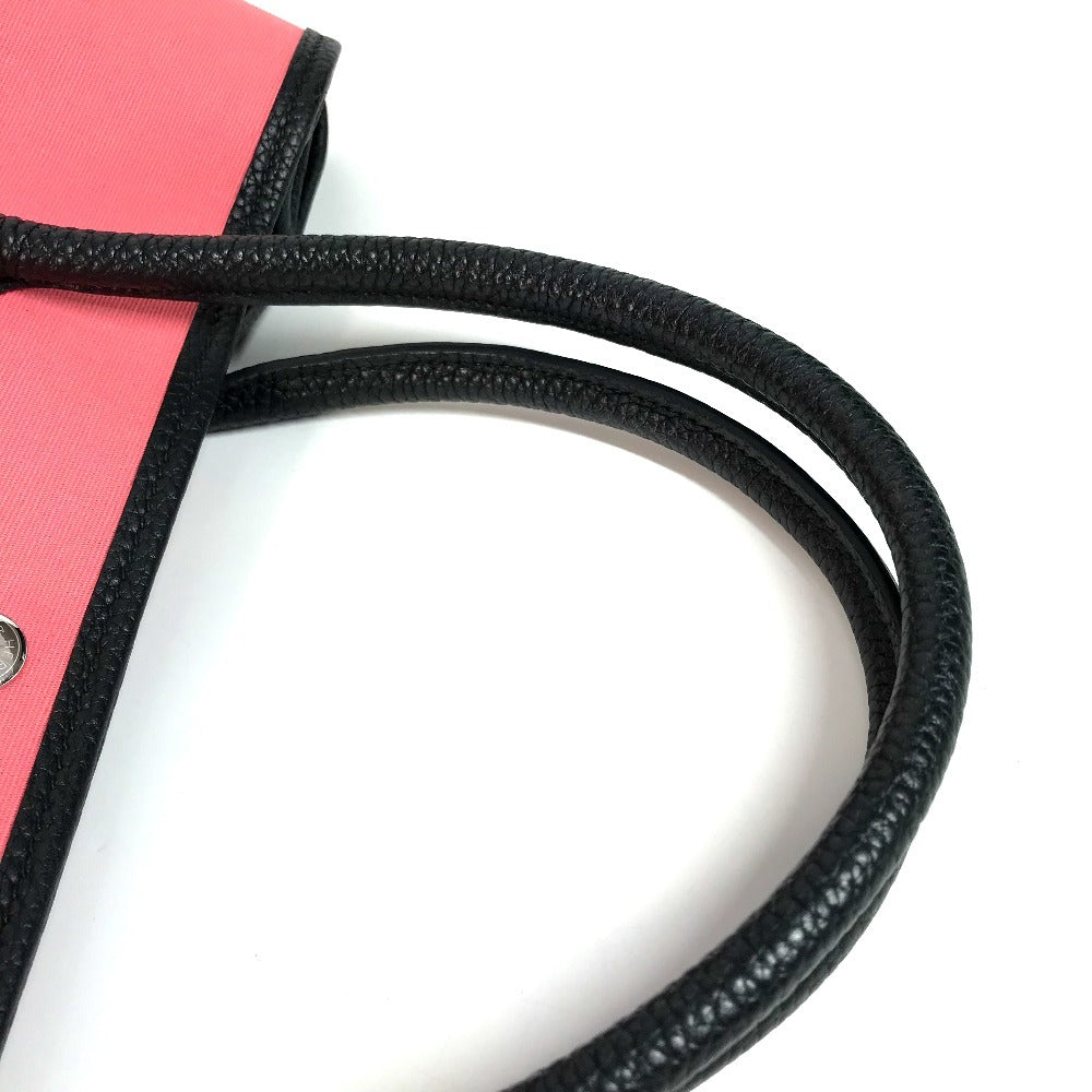 HERMES 가든파티 PM 가든파티 PM 가방 핸드백 바이컬러 숄더백 토트백 Toile Officier 여성용 핑크