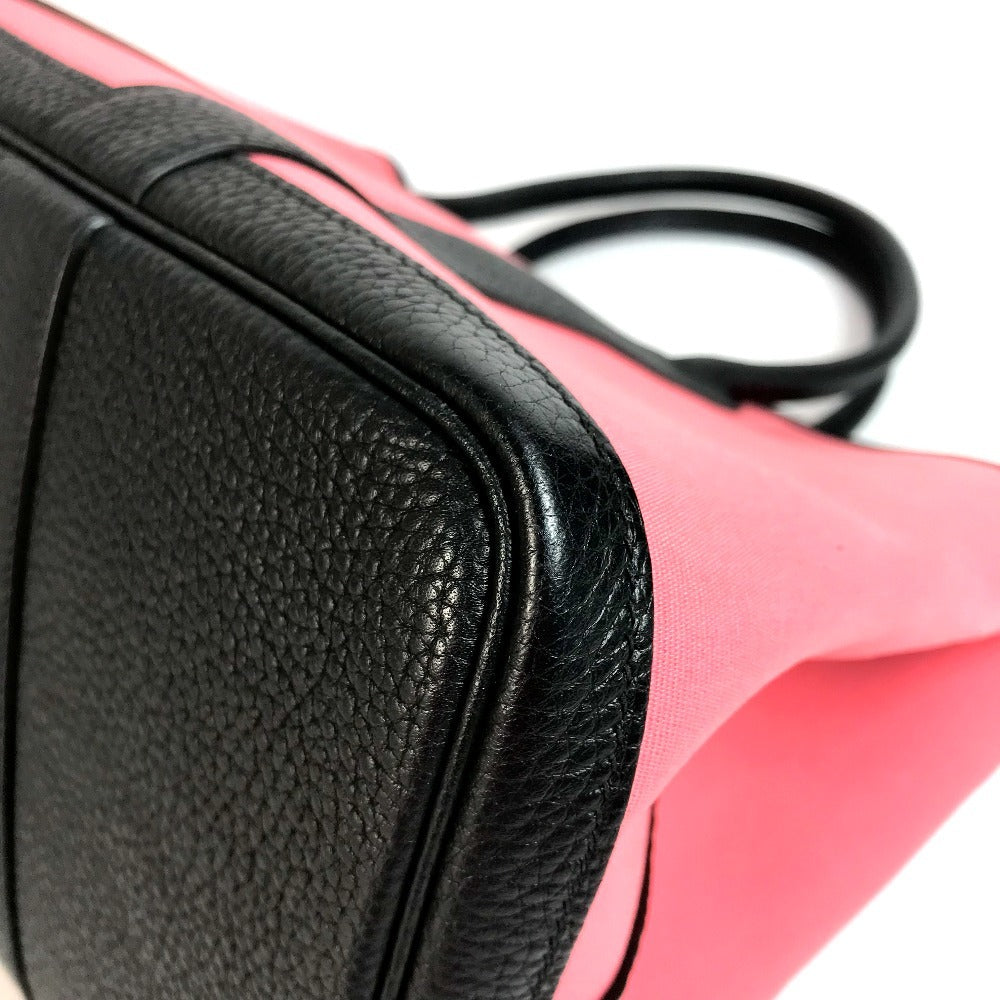 HERMES 가든파티 PM 가든파티 PM 가방 핸드백 바이컬러 숄더백 토트백 Toile Officier 여성용 핑크