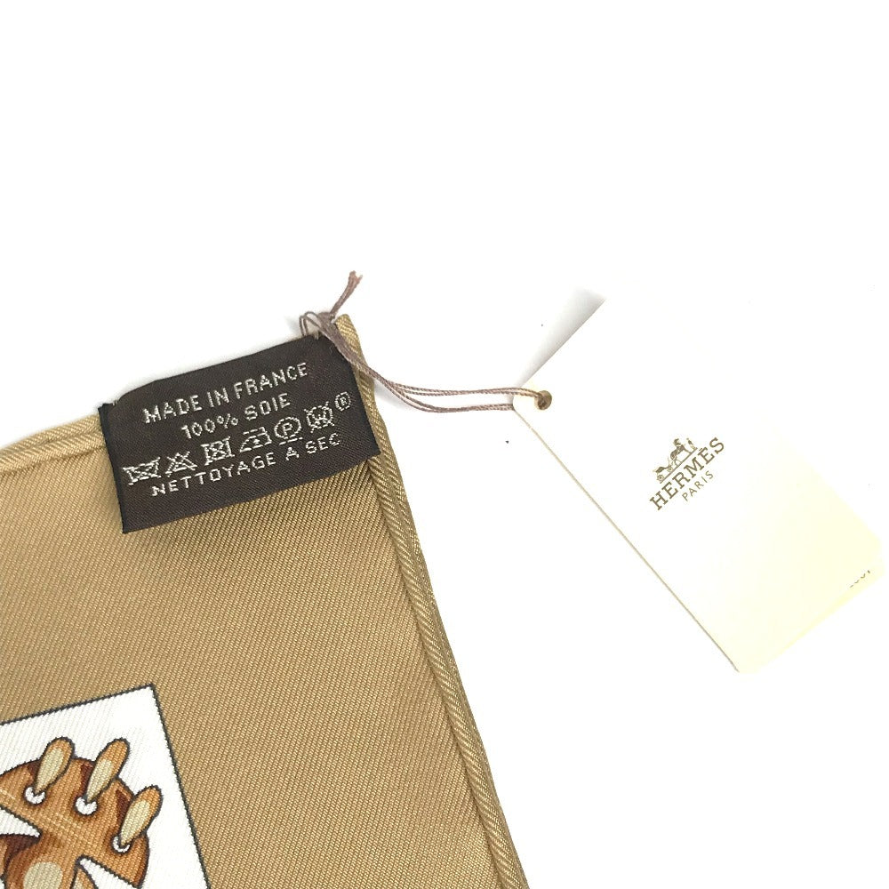 HERMES Kare 90 Kare 90 Cliquetis Scarf Silk Women's Beige