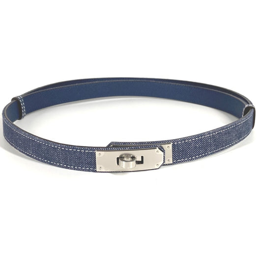 HERMES H010777UKAA Belt "Kelly" Jean 18 Kelly Belt Belt Denim Ladies Blue