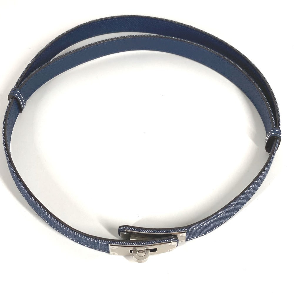 Hermes H010777ukaa Belt "Kelly" Jean 18 Kelly Belt Belt Denim Ladies Blue