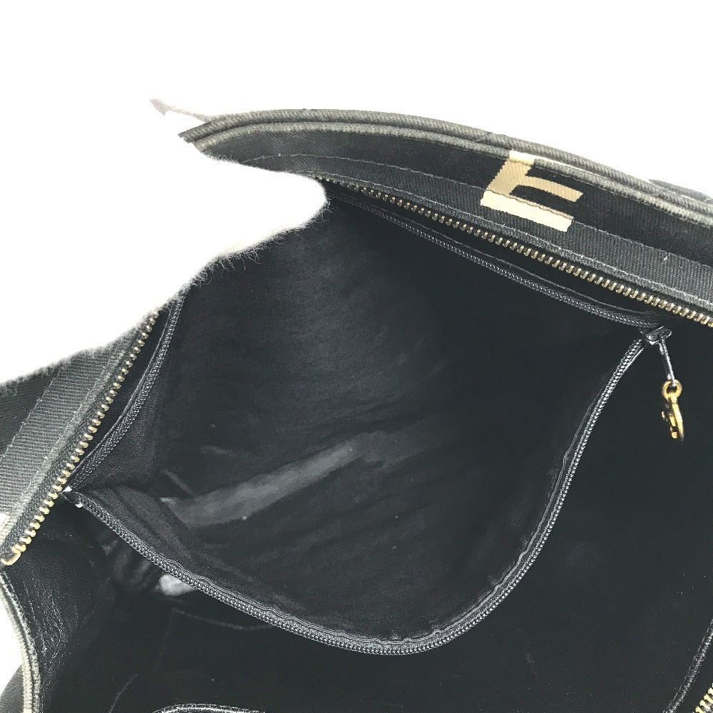 CHANEL Logo Allover Pattern Bag Tote Bag Shoulder Bicolor Shoulder Bag Leather/Canvas Women's Black