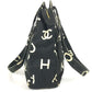 CHANEL Logo Allover Pattern Bag Tote Bag Shoulder Bicolor Shoulder Bag Leather/Canvas Women's Black