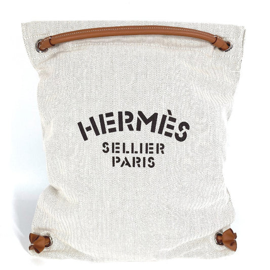 HERMES Logo Sack Aline MM Sack Aline MM Bag Rucksack Toile Chevron Unisex Beige