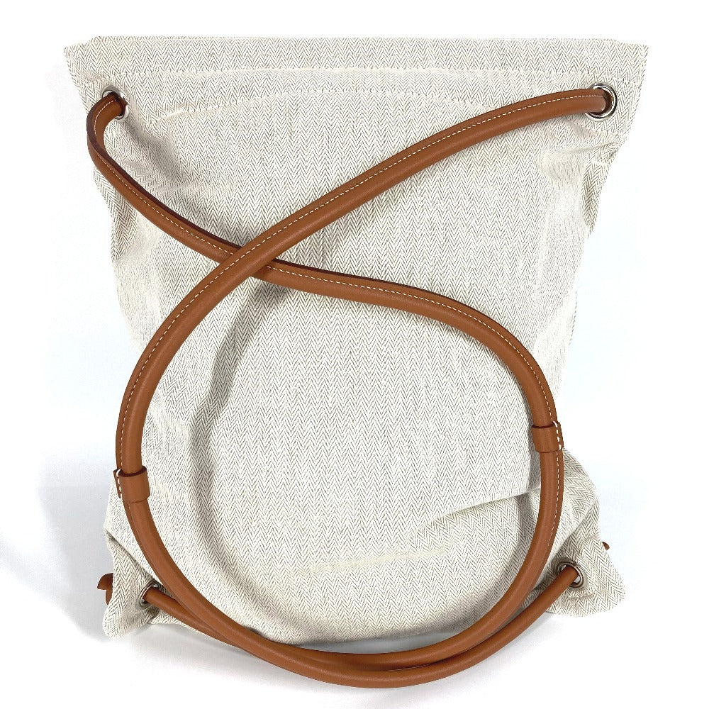 HERMES Logo Sack Aline MM Sack Aline MM Bag Rucksack Toile Chevron Unisex Beige